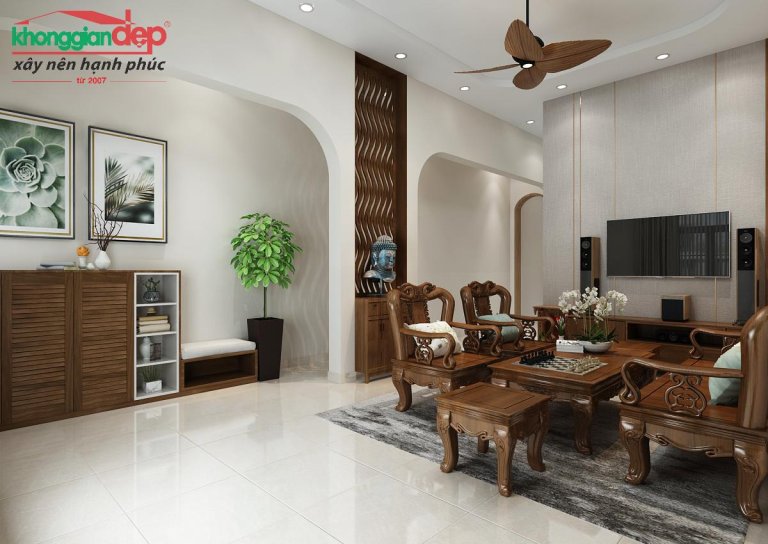 Nội thất quán cà phê với không gian mở