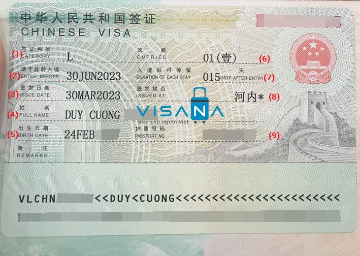 Mẫu visa Trung Quốc