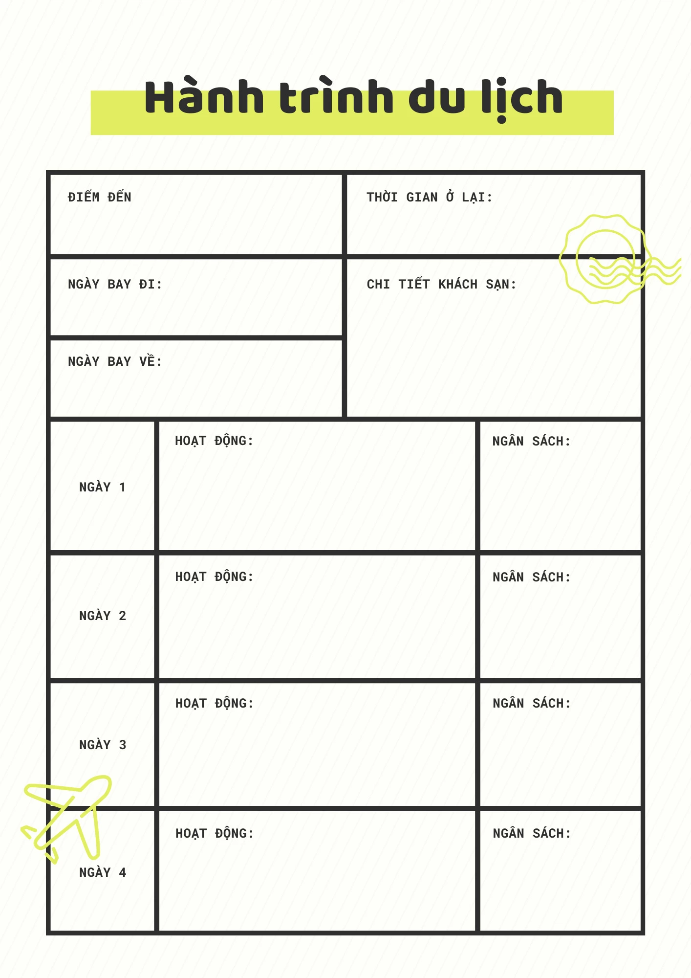 Một bản kế hoạch du lịch chi tiết trên giấy