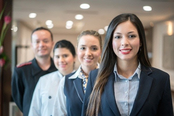 Restaurant staff handling food
