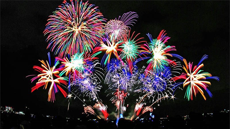 Màn trình diễn pháo hoa rực rỡ trên bầu trời đêm