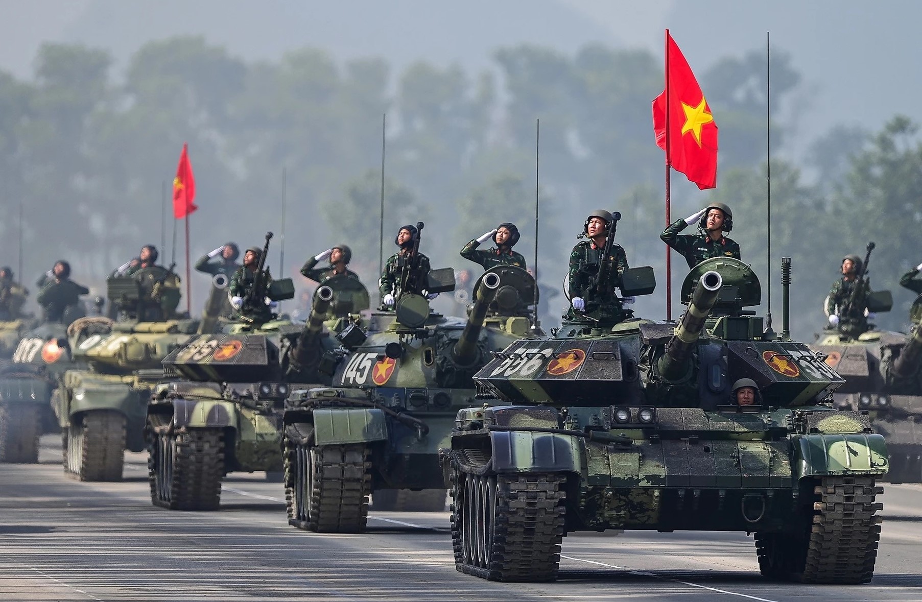 Các khối diễu binh trong buổi tổng duyệt