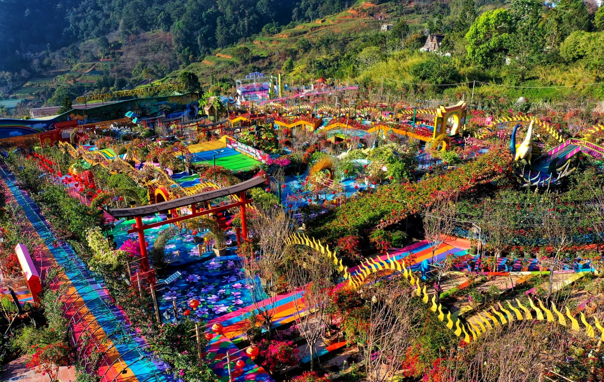 Một góc Vườn Thượng Uyển Bay rực rỡ sắc hoa